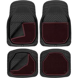 imageCAT Detachable Deep Dish Car Floor Mats w Removable Carpet Liner  Universal Fit for SUVs Trucks Sedans Washable EasyClean Automotive Floor Liners Heavy Duty All Weather NonSlip Comfort  Burgundy
