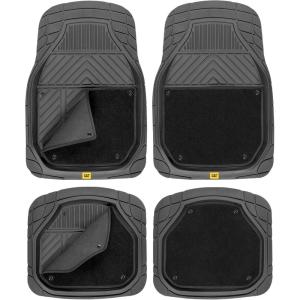 imageCat Detachable Deep Dish Car Floor Mats for Auto Rubber w Removable Carpet Liner  EasyClean Automotive Floor Liners Heavy Duty All Weather Set BlackBlack