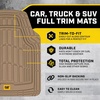 image:imageBDK Cat CAMT1003 3Piece Deep Dish Rubber Car Floor Mats with Trunk Cargo Liner Heavy Duty All Weather Trim to Fit Front amp Rear Combo Set for Car Sedan SUV VanBeige Deluxe