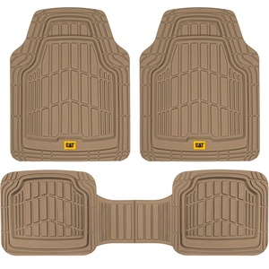 image:imageBDK Cat CAMT1003 3Piece Deep Dish Rubber Car Floor Mats with Trunk Cargo Liner Heavy Duty All Weather Trim to Fit Front amp Rear Combo Set for Car Sedan SUV VanBeige Deluxe